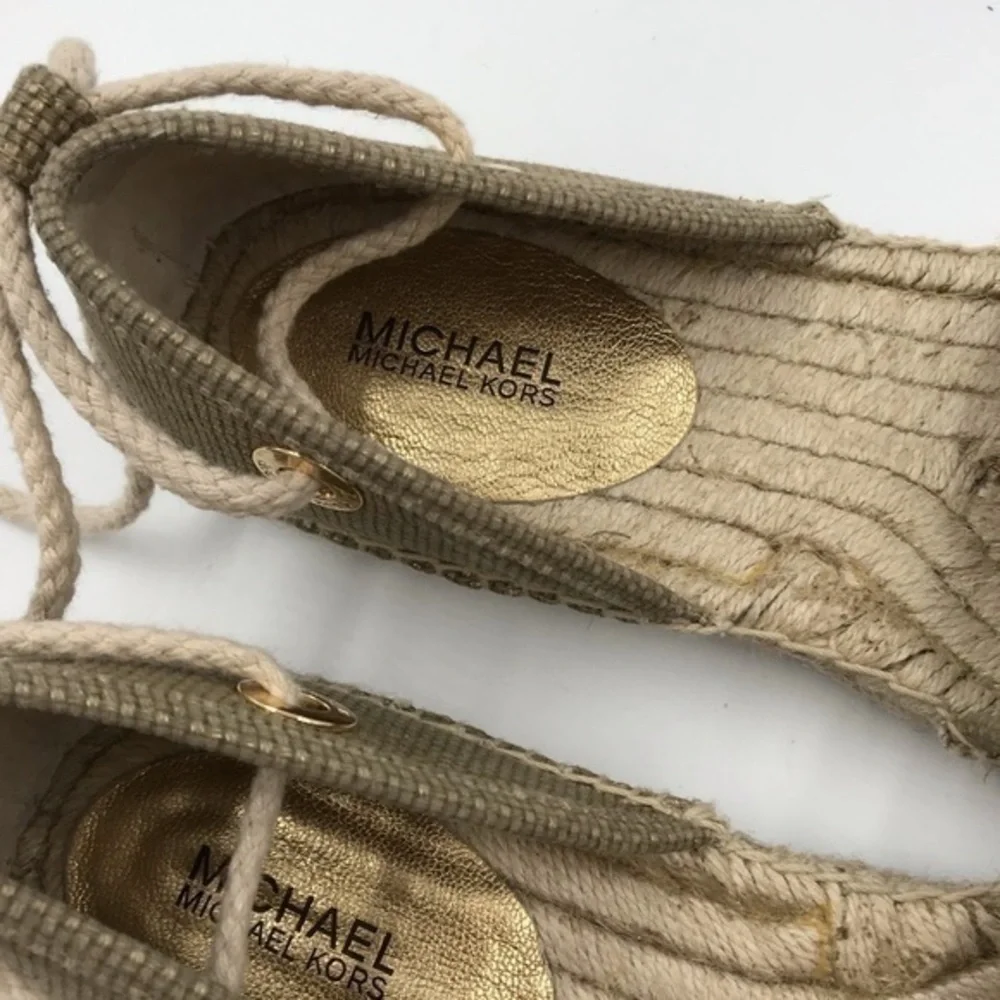 Michael Kors Tan Gold Margie Lace-Up Espadrille Sandals size 8